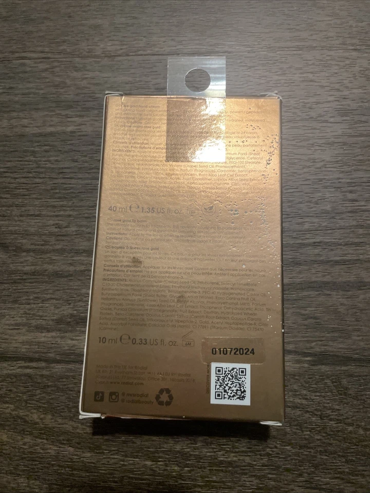 RODIAL Edición Mano y Labio Oro Rosa. Crema de manos 1,35 oz y bálsamo labial 0,33 oz nueva en caja + GRATIS🎁 Foto 2 de 4