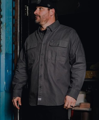 Dixxon Workforce Form and Function Long Sleeve Button Up Shirt Gray XXL New 