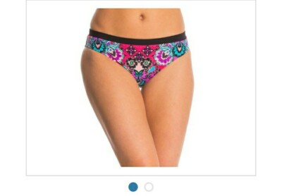 Nanette Lepore Bali Batik Charmer Raspberry Multi-color Bikini Bottom. Sz L