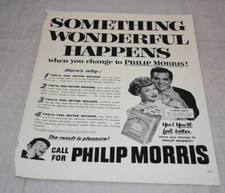 Phillip Morris Cigarettes Print Ad Desi & Lucille Ball Advertisement Rare B&W
