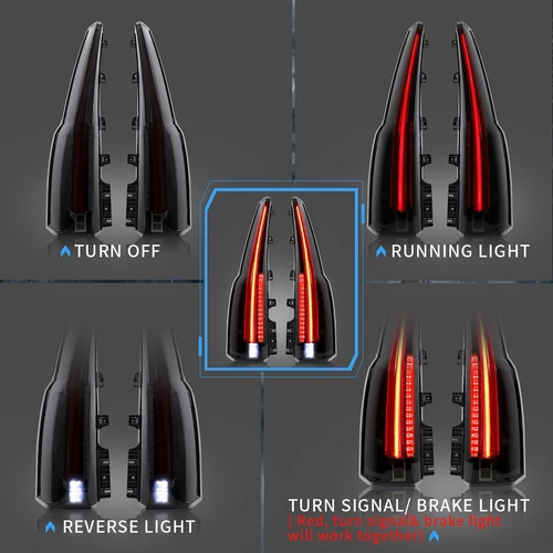 VLAND Tail Lights for 2015-2020 Chevrolet Tahoe Suburban Rear Brake Lamps LED - Picture 7 of 13