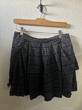 Hot Topic M Grey Plaid Pleated Skirt School Girl Grunge 90s Suspenders