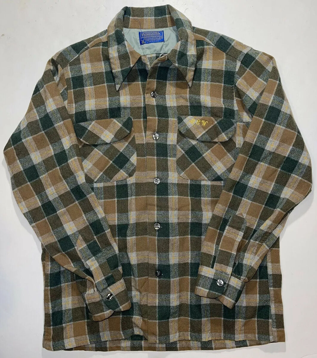 Vintage 60s Pendleton Loop Collar Wool Plaid Shirt 1960s Vintage 60s Pendleton Loop Collar Wool Plaid Shirt 1960s