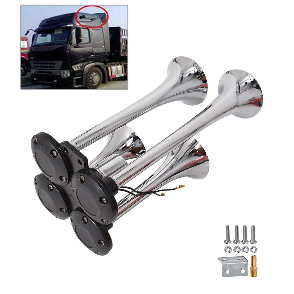 Train Horn Kit For Truck Vixen Horns S/Car/Semi. Complete Onboard System- 150psi Air Compressor, 0.5 Gallon Tank, 4 Trumpets. Super Loud DB. Fits... Bocina De Tren Para Trucks - Foto 4