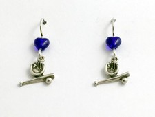 Sterling silver small Baseball dangle Earrings-bat, glove,ball, base,team colors