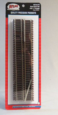 ATLAS 520 HO SCALE CODE 83 9'' STRAIGHT TRAIN TRACK (6) nickel silver ATL520 NEW