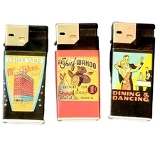 Vintage 90s Scripto Retro Lite Novelty Lighters Set Smoke Tobacciana Collectible