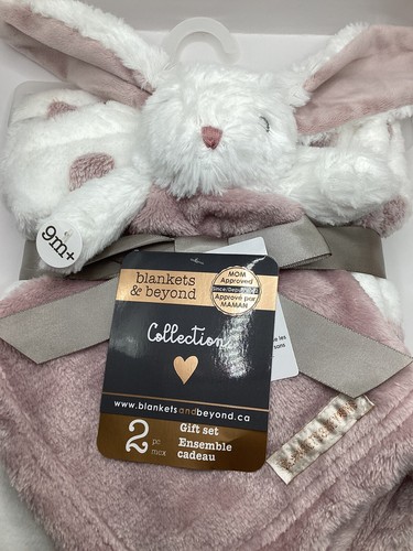 Blankets & Beyond 2 Pc Purple Hearts Baby Bunny Lovey Security Blanket NEW W Tag