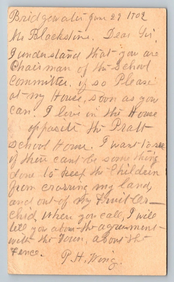 c1902 Bridgewater Home To State Farm MA Get Children Off Of My Land Postal Card - Image 2 of 2