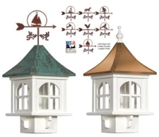 BETHANY BIRD FEEDER - PVC Cupola Feeder with Choice of Top & Weathervane