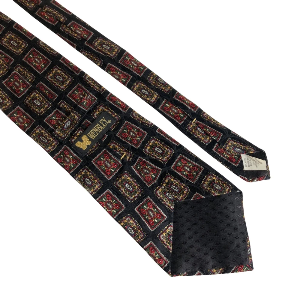 Wembley Silk Tie Geometric Black Red Mens Necktie Office Work Formal Gift USA Foto 2 de 4