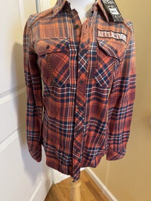 Woman s Affliction Black Premium Lush Life Plaid Button Down Shirt