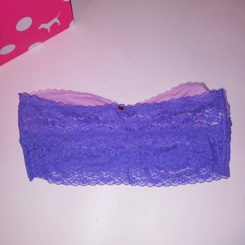 Victoria Secret PINK Bandeau Bra Bralette Medium Purple Lace - Picture 3 of 4