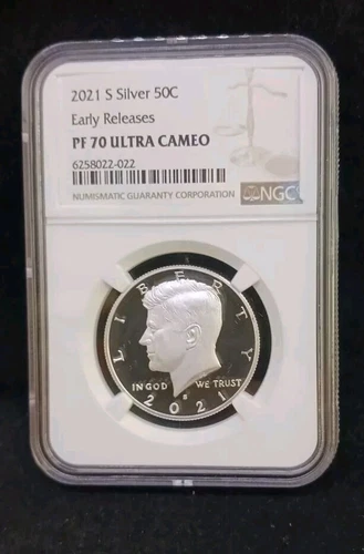2021 S Silver NGC PF 70 Ultra Cameo Kennedy Half Dollar Coin Early Release