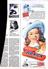 Original 1948 Old Nick Candy Ad: Out to munch, cowgirl, Bit-o-Honey