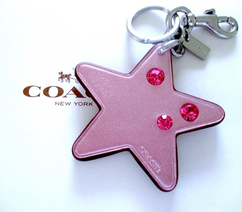 Portachiavi Coach in pelle gioiello rosa stella portachiavi borsa ciondolo NUOVO - Foto 2 di 5