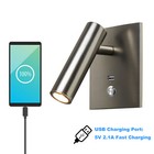 LED Reading Light Recessed Wall Lamp Fixture Switch USB Phone Charger ...