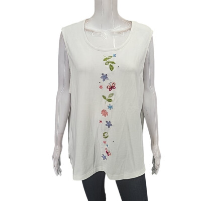 CST Sport Womens Dressy Sleeveless Everyday Top w Embroidery 3X Plus Size Shirt