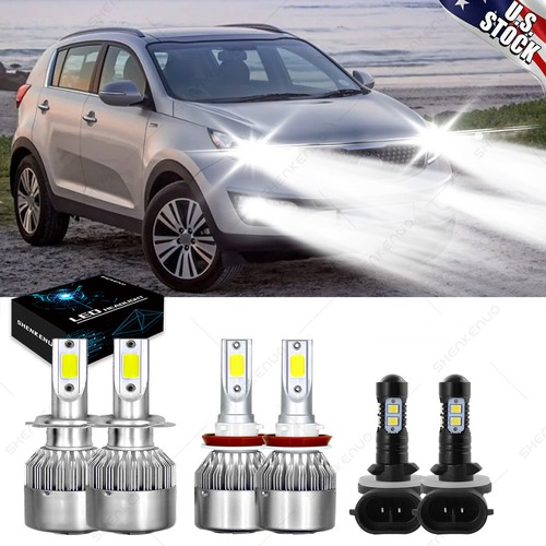 6x For Kia Sportage 2011-2016 6000K LED Combo Headlight High/Low Fog Light Bulbs - Picture 2 of 13
