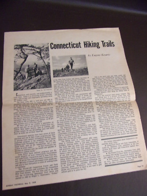 Connecticut Hiking Trails Guide & Map New Haven Register 1968