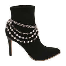 Hot Women Silver Metal Chain Boot Bracelet Shoe Ball Waves Charm Fashion Jewelry