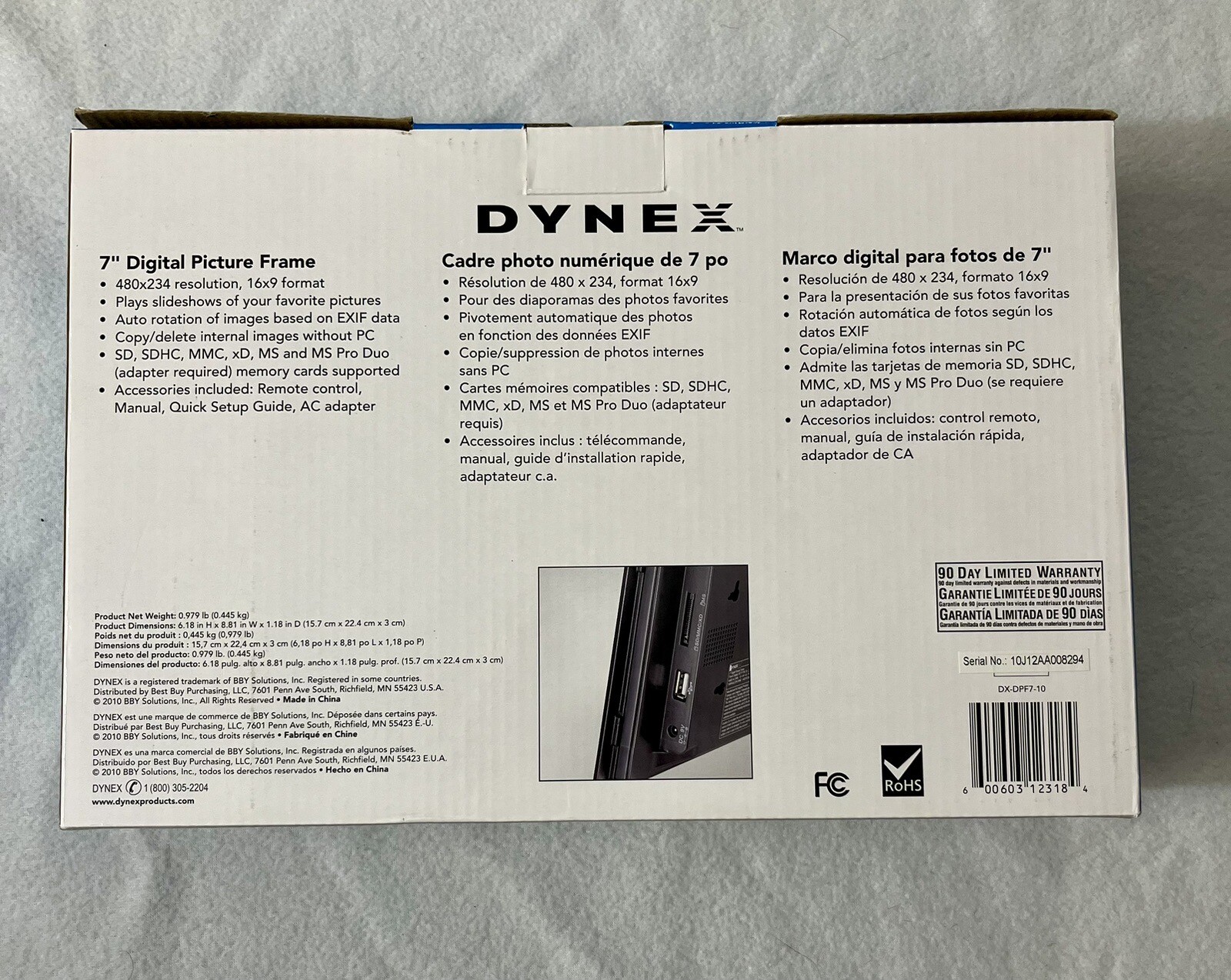 Dynex 7inch Digital Picture Frame with Remote Family Model DXDPF7