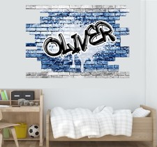 Brick Wall Graffiti Bespoke Name Personalised Self Adhesive Sticker Decal Print 
