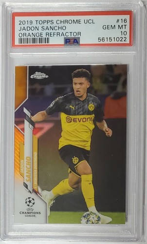 Carte Sportive Topps Chrome UCL Jadon Sancho Orange Réfracteur /25 #78 - Near Mint