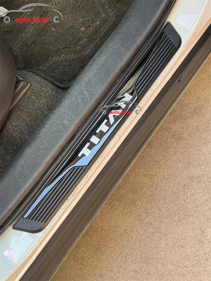 For Nissan TITAN Blue Steel Car Door Scuff Sill Cover Panel Step Protector X4 - Imagem 3 de 4
