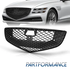 Front Bumper Upper Grille Cam Option W/Sensor Holes Black For 21-23 Genesis G80