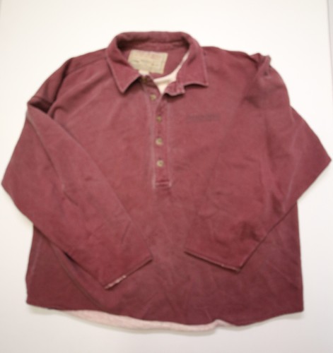 VTG 90s Abercrombie & Fitch Dye Faded Red Button Collared Sweatshirt Polo L BIG - Picture 7 of 13