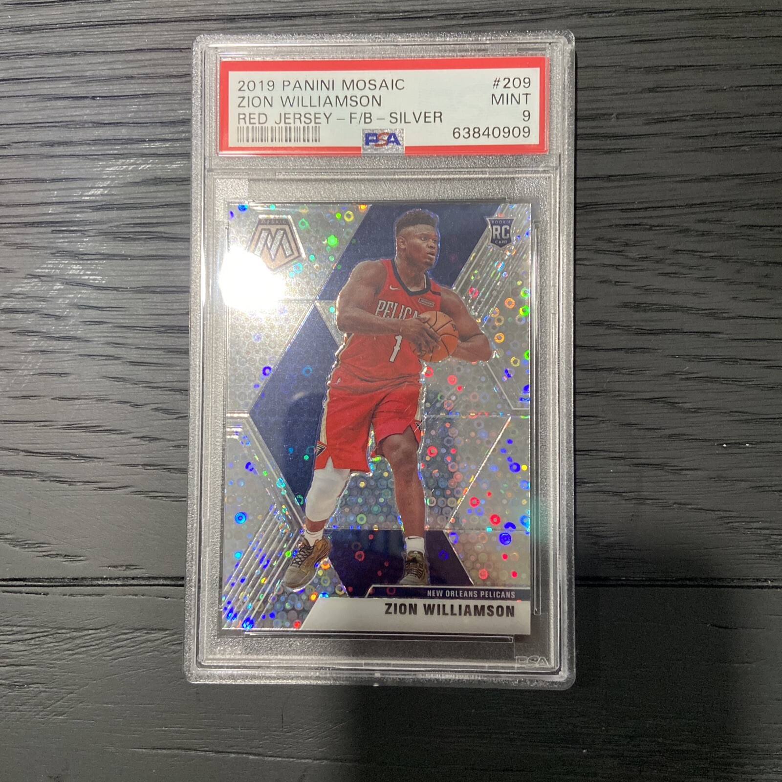 ZION WILLIAMSON 2019 PANINI MOSAIC #209 FAST BREAK VARIATION SP ROOKIE RC PSA 9