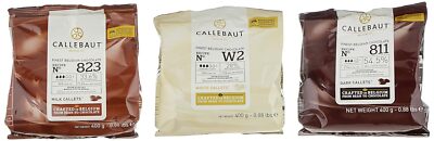 Callebaut, Kuvertüre Callets Zartbitter-, Milch-, und weiße Schokolade (3x400g)