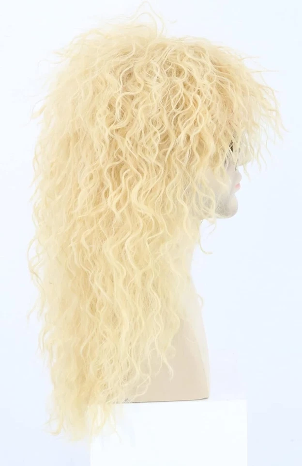 Peluca larga rizada rubia salmonete - Peluca punk resistente al calor para disfraces y fiestas Foto 4 de 4