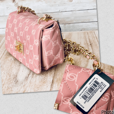 NWT BEBE Gorgeous Pink logo Liv Signature quilted gold chain Crossbody bag NWT BEBE Gorgeous Pink logo Liv Signature quilted gold chain  main image 4