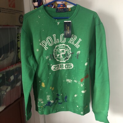 Polo Ralph Lauren PRL Vintage Fleece Paint Splatter Green