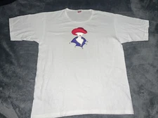 Red Hat Society Ladies Logo Applique WHITE Tee Shirt Rhinestones Stretch Cotton
