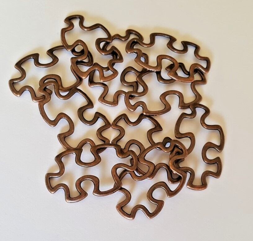 10 Red Copper colour Autism Awareness Puzzle Charm Connector eBay