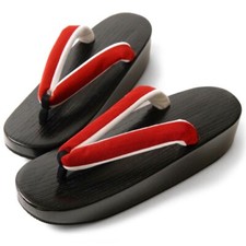Geta Japanese Wooden Clogs JUNKO KOSHINIO Red Black Women's Footwear Kawaii