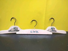 Vintage Childrens Wooden Hanger Lot - 2 Painted Cats In Baskets - 1 With 3 Birds