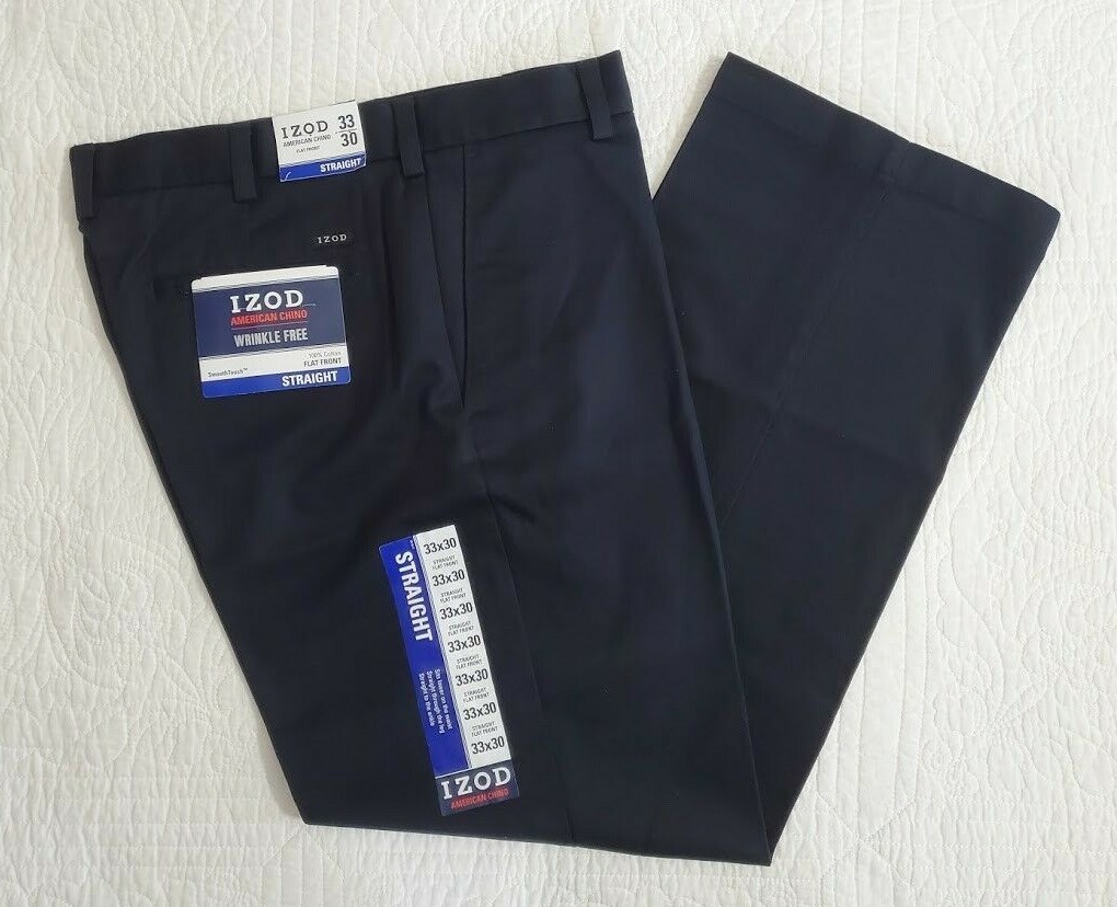 IZOD Men's American Chino Flat-Front Straight-Fit Pants, Khaki, 30W x 30L in Kenya | Dress