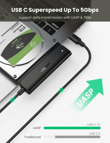 USB C 3.1 to SATA 2.5'' Hard Drive HDD SSD Adapter Cable Connector UASP TRIM - Picture 3 of 6