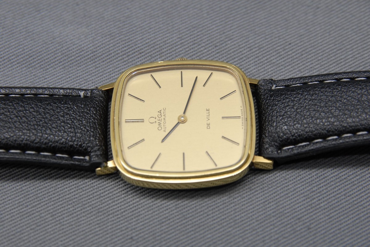 Vintage 1973 [N MINT] OMEGA De Ville Cal.711 Square Gold Dial AT