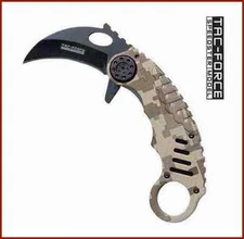  Camo Pocket Folding Karambit Knife +  Camo Tactical Karambit Fixed Blade 7" 