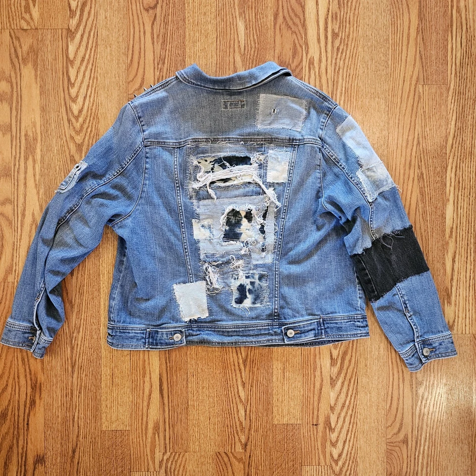 Patched Denim Jean Jacket - One Of A Kind Look Upcycled/Recycled  - Image 4 of 4
