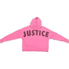 Justice Pink Hoodie Sweatshirt Logo Active Girls Sz 18/20 Pullover Cropped