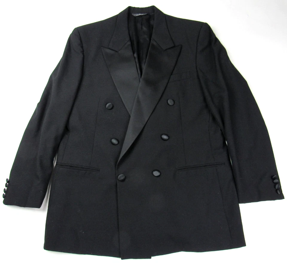 复古 Lanvin 双排扣羊毛燕尾服夹克 尺寸 44R? 美国制造精美形状! — 第 2/4 张图片