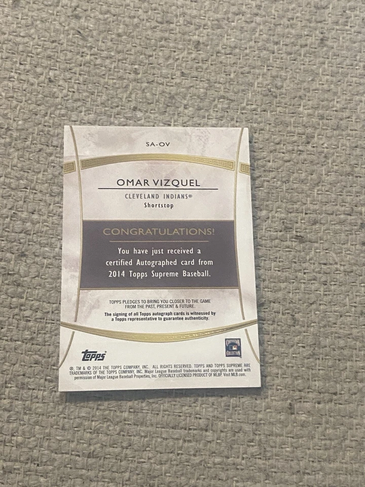 Omar Vizquel 2014 Topps Supreme Auto Autograph #1/35 - Image 2 of 2
