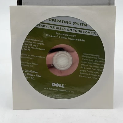 New Dell Operating System Reinstallation DVD Windows 7 Home Premium 64-Bit 00WK4 - Image 1 of 2