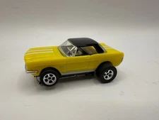 Vintage Model Motoring Slot Car HO T-Jet Mustang Hardtop Yellow With White